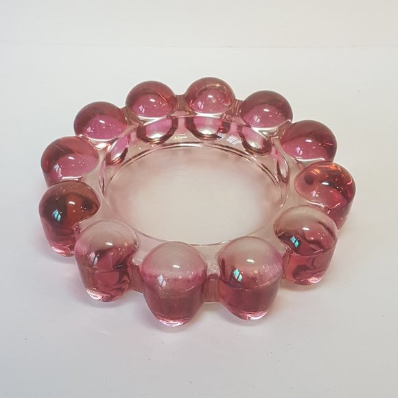 Set of 4 Vintage Boopie Glass Nova Candlewick Bubble Glass Ashtray Candle Holder - Picture 11 of 16